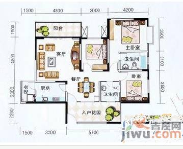 智慧龙城玲珑水榭2室2厅1卫94㎡户型图