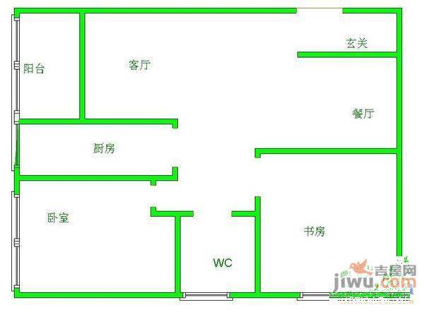 智慧龙城玲珑水榭2室2厅1卫94㎡户型图