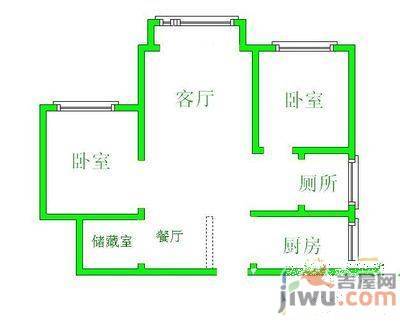 智慧龙城玲珑水榭2室2厅1卫94㎡户型图