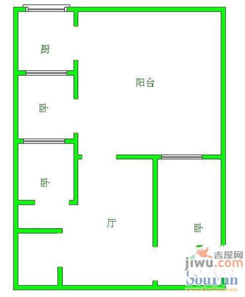 全林广场3室2厅2卫120㎡户型图