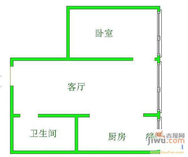 天泰家园3室1厅1卫100㎡户型图