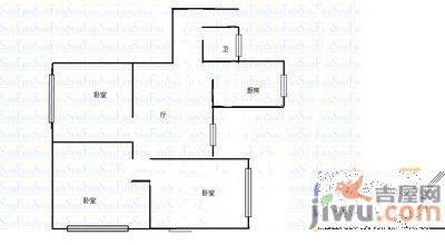 天泰家园3室1厅1卫100㎡户型图