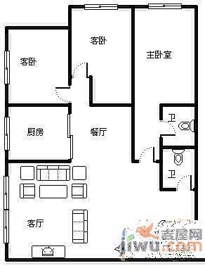 在水一方3室2厅2卫155㎡户型图