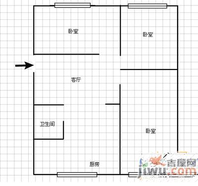 龚家寨小区3室1厅1卫70㎡户型图