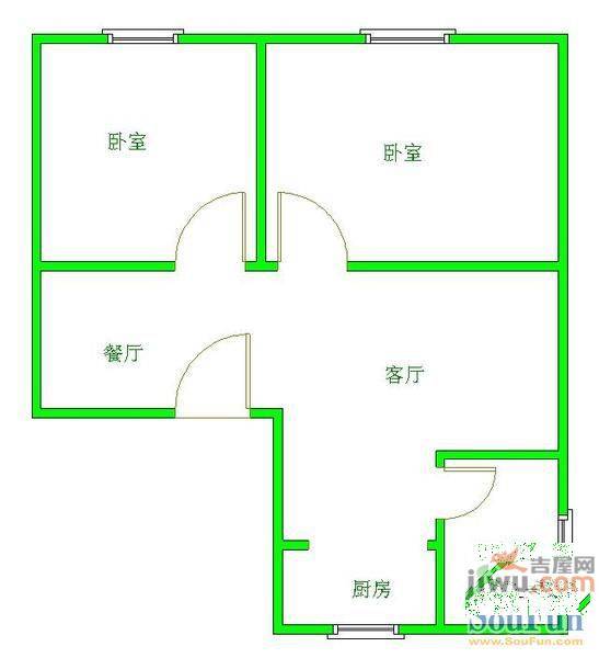 世纪园2室2厅1卫86㎡户型图