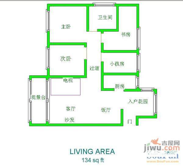 世纪城龙祺苑3室2厅2卫户型图