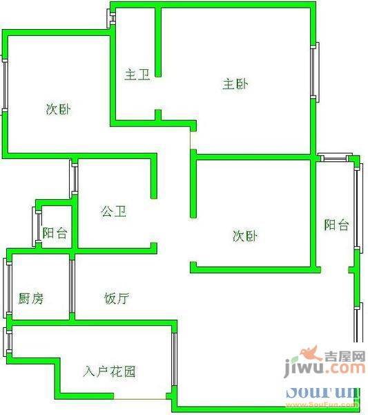 世纪城龙祺苑3室2厅2卫户型图