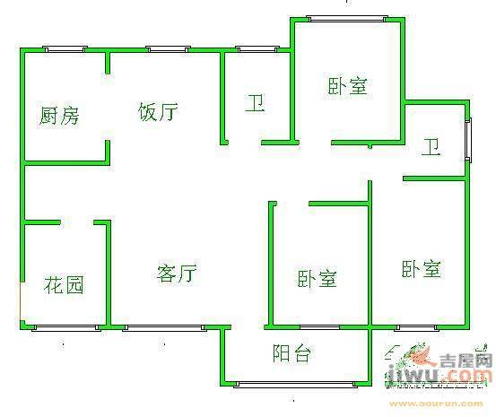 世纪城龙祺苑3室2厅2卫户型图