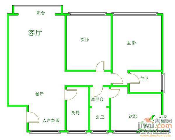 世纪城龙祺苑3室2厅2卫户型图