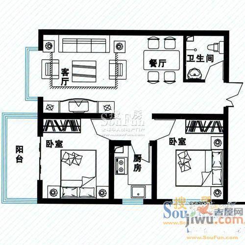 世纪城龙祺苑3室2厅2卫户型图