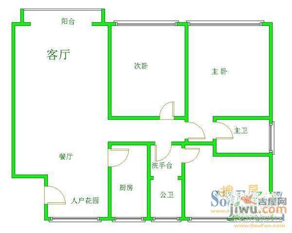 世纪城龙祺苑3室2厅2卫户型图