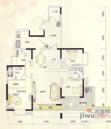 曦城上品4室2厅2卫163.6㎡户型图