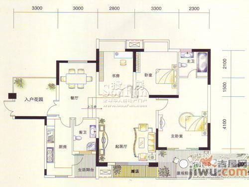 曦城上品3室2厅2卫132.2㎡户型图