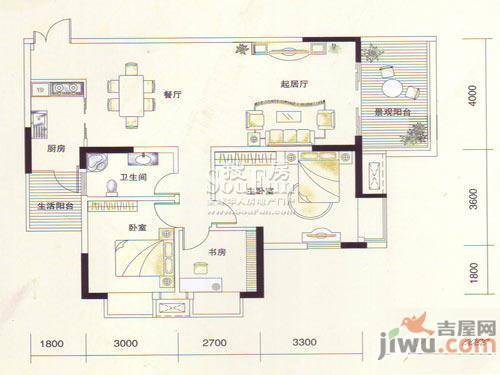 曦城上品3室2厅1卫115.4㎡户型图