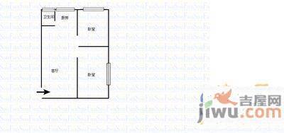 海马小区2室1厅1卫56㎡户型图