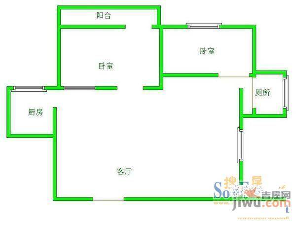 贵橡大厦3室1厅1卫户型图