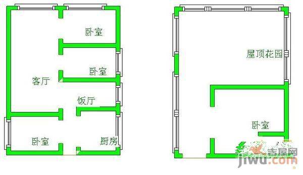 西湖佳苑2室1厅1卫60㎡户型图