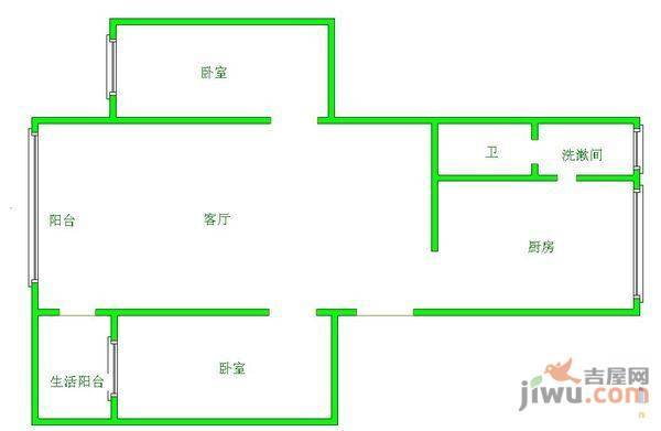 城基路中行小区1室1厅1卫41㎡户型图