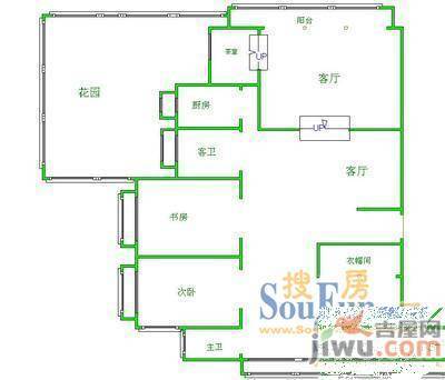 中兴世家鸣泉轩2室1厅1卫户型图