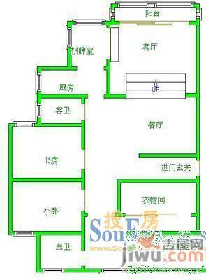 中兴世家鸣泉轩2室1厅1卫户型图