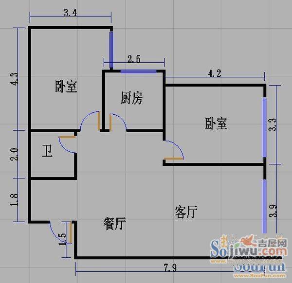 绿景家苑2室2厅1卫户型图