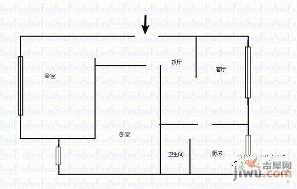 朗晴居2室1厅1卫户型图