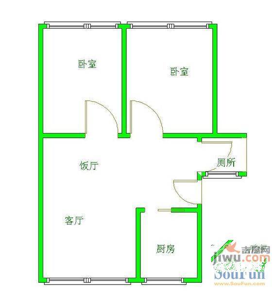 茶花小区2室1厅1卫78㎡户型图