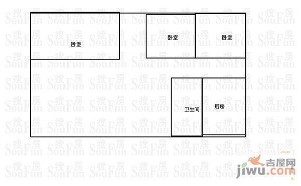 大理小区3室1厅1卫101㎡户型图