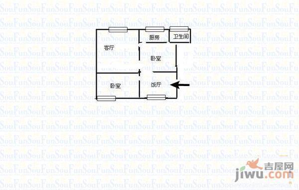 大理小区3室1厅1卫101㎡户型图