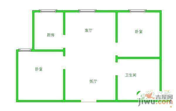 大理小区3室1厅1卫101㎡户型图