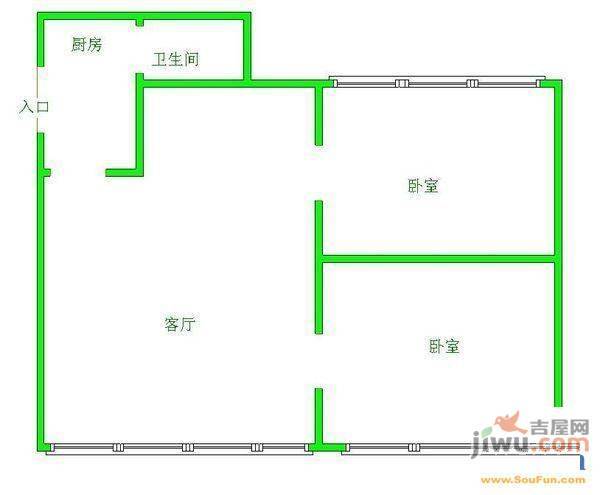 大理小区3室1厅1卫101㎡户型图