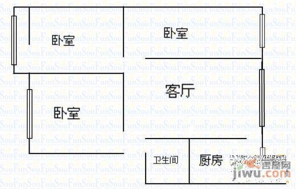 大理小区3室1厅1卫101㎡户型图