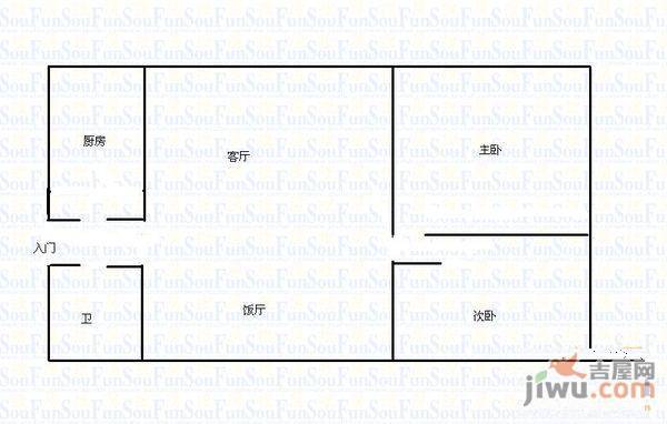 大理小区3室1厅1卫101㎡户型图