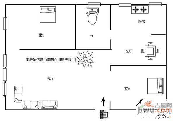 天成公寓2室1厅1卫75㎡户型图