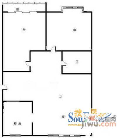 天成公寓2室1厅1卫75㎡户型图