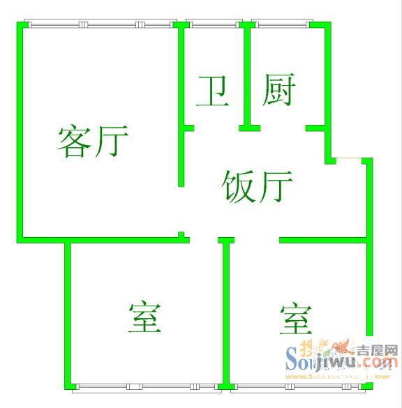 天中大厦3室2厅1卫户型图