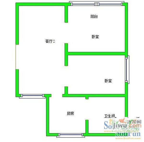 德胜园2室2厅1卫户型图