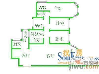 新创商住楼3室2厅1卫户型图