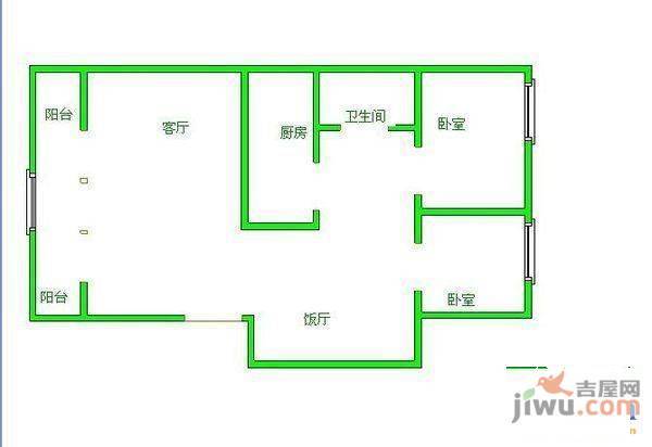 翡翠新村1室2厅1卫户型图