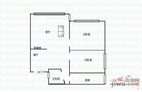 翡翠新村1室2厅1卫户型图