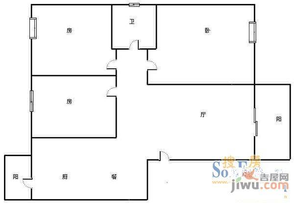 新兴苑2室2厅1卫65㎡户型图