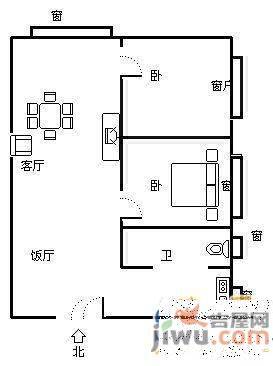 新兴苑2室2厅1卫65㎡户型图