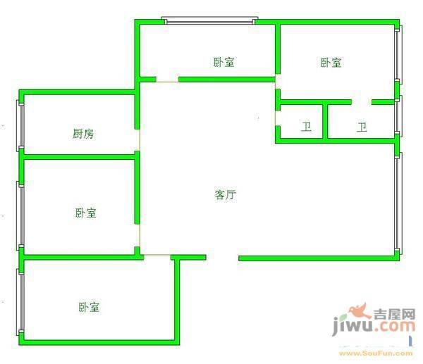 海发紫林苑2室2厅1卫111㎡户型图