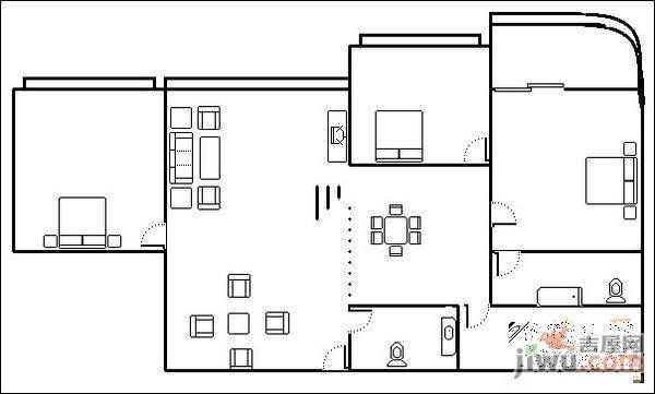 海发紫林苑2室2厅1卫111㎡户型图