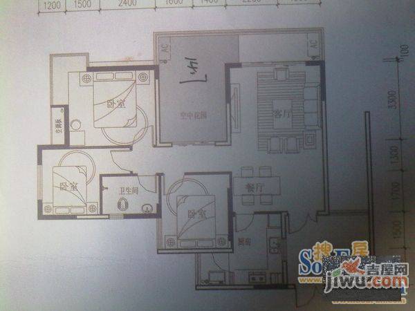 黔灵湖滨苑2室2厅1卫户型图