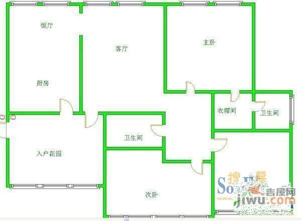 黔灵湖滨苑2室2厅1卫户型图