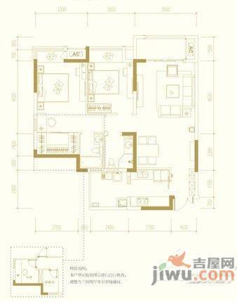 黔灵湖滨苑2室2厅1卫户型图