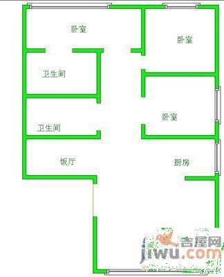 阳光都市3室1厅2卫127㎡户型图