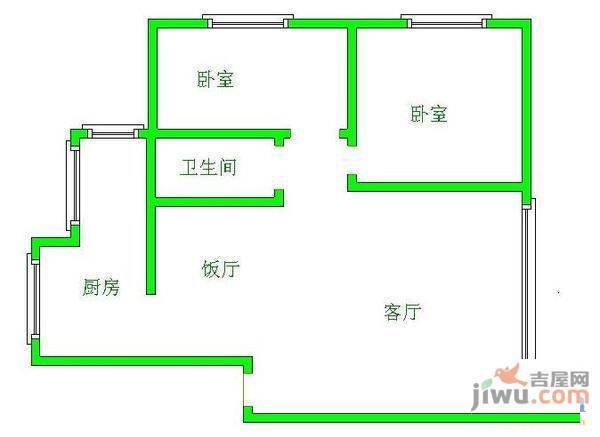 新云小区2室2厅1卫76㎡户型图