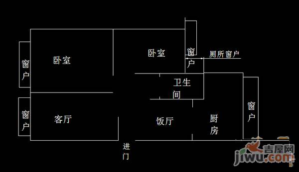 新云小区2室2厅1卫76㎡户型图